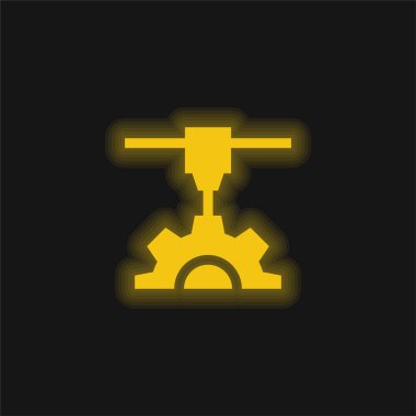 3d Yazıcı sarı parlak neon simgesi