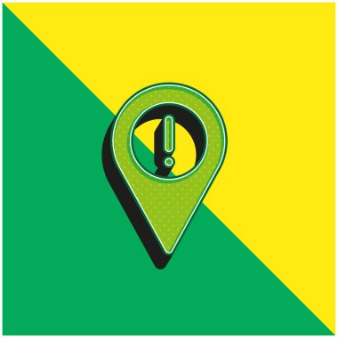 Uyarı Yeşil ve Sarı Modern 3D vektör simgesi logosu