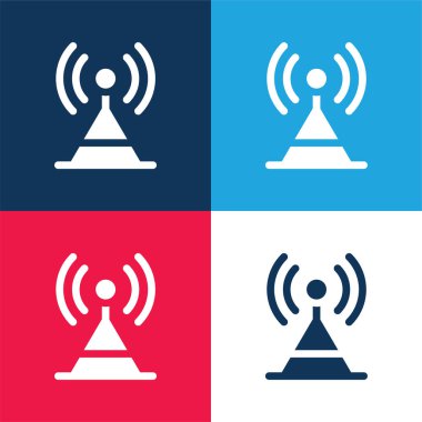 Anten mavi ve kırmızı dört renk minimal simge kümesi