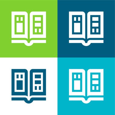 Kitap Düz 4 renk minimal simgesi seti
