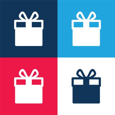 Big Gift blue and red four color minimal icon set clipart