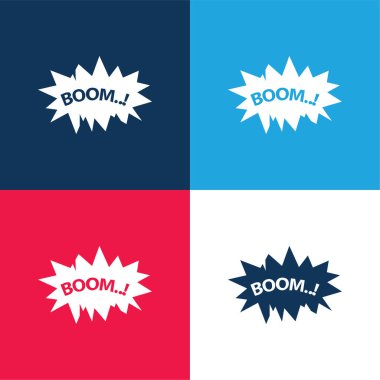 Boom mavi ve kırmızı dört renk minimal simge kümesi