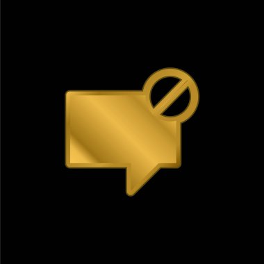 Block Message gold plated metalic icon or logo vector clipart