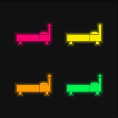 Yatak Profili 4 renkli parlak neon vektör simgesi