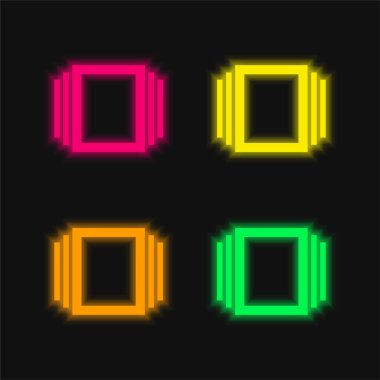 Albümler parlayan dört renkli neon vektör simgesi