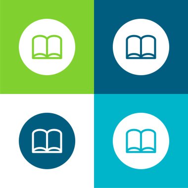 Kitap Düz 4 renk minimal simgesi seti