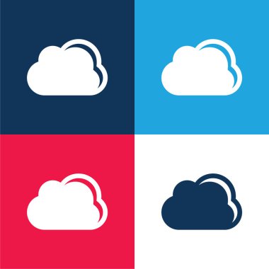 Black Cloud Weather Symbol blue and red four color minimal icon set clipart