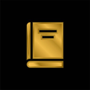 Kitap altın kaplamalı metalik simge veya logo vektörü