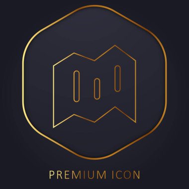 Siyah Harita Katlanmış Kağıt Sembol Altın çizgi prim logosu veya simgesi