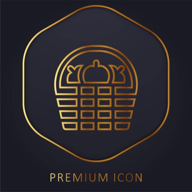Sepet altın çizgi prim logosu veya simgesi