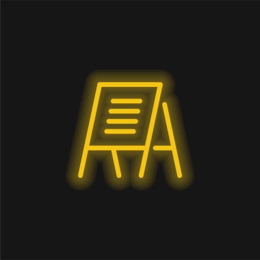 Metin sarısı parlak neon ikonlu ilan panosu