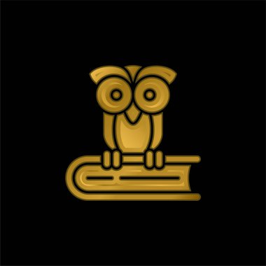 Kitap altın kaplamalı metalik simge veya logo vektörü