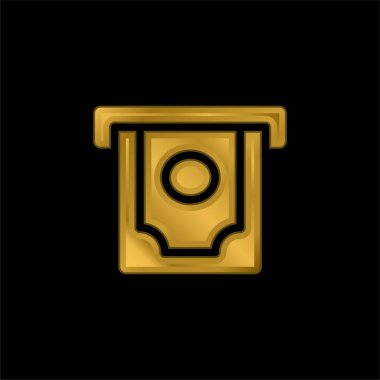 ATM altın kaplama metalik simge veya logo vektörü