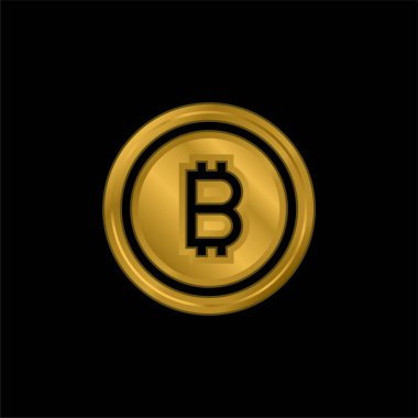 Bitcoin altın kaplama metalik simge veya logo vektörü