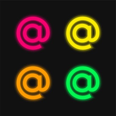 Sembol 4 'te parlayan neon vektör simgesi