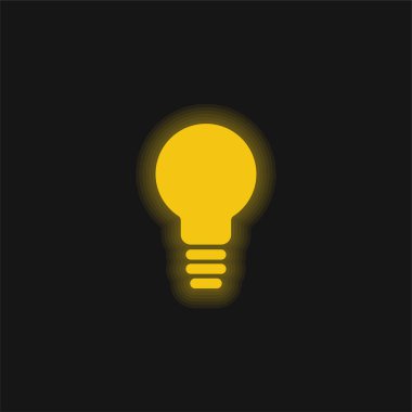 Siyah Ampul Sembolü Sarı Parlayan neon simgesi