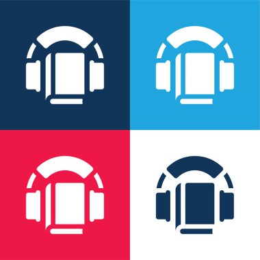 Audiobook mavi ve kırmızı dört renk minimal simgesi
