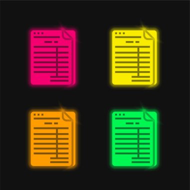 Dört renk parlayan neon vektör simgesi dengesi