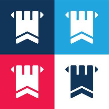 Sancak mavi ve kırmızı dört renk minimal simge kümesi