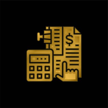 Bookkeeping gold plated metalic icon or logo vector clipart