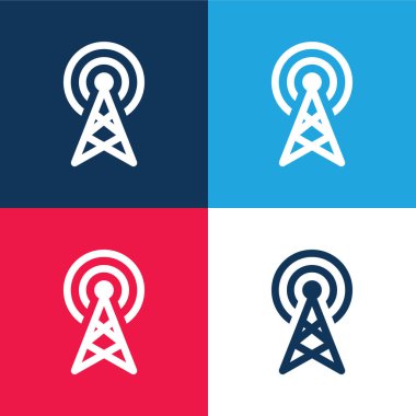 Anten mavi ve kırmızı dört renk minimal simge kümesi