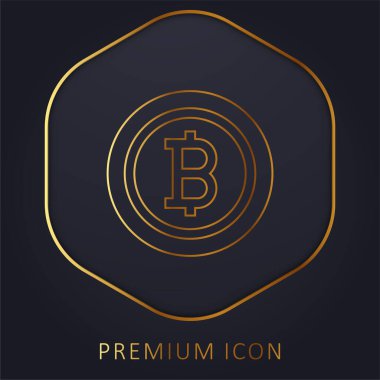 Bitcoin altın çizgisi prim logosu veya simgesi