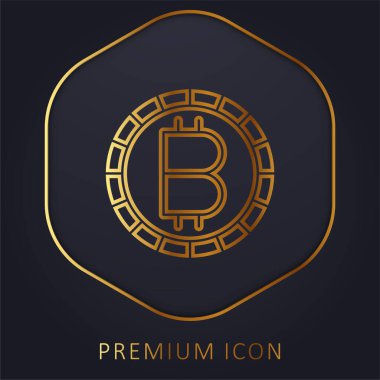 Bitcoin altın çizgisi prim logosu veya simgesi