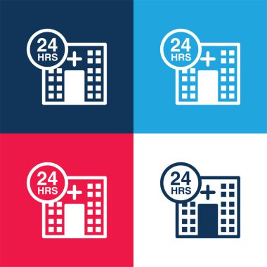 24 Saat Tıbbi Yardım Mavi ve Kırmızı Minimum Renk Simgesi