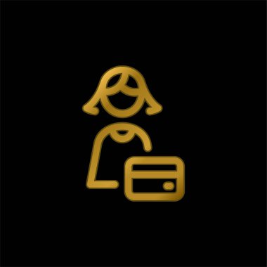 Bank Worker gold plated metalic icon or logo vector clipart