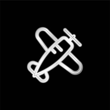 Gümüş kaplama metalik uçak simgesi