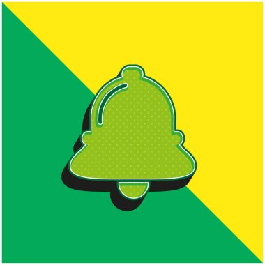 Alarm Çanı Yeşil ve Sarı 3D vektör simgesi logosu