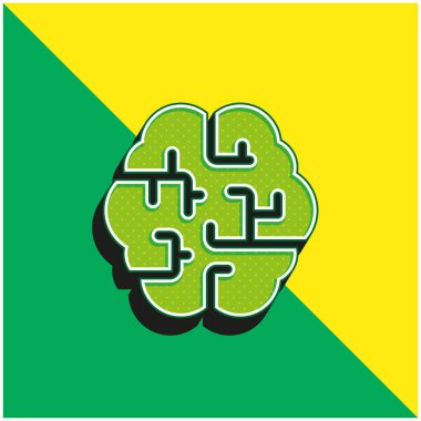 Brain Green and yellow modern 3d vector icon logo clipart