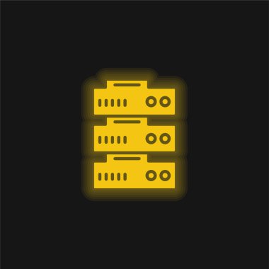 Big Data yellow glowing neon icon clipart