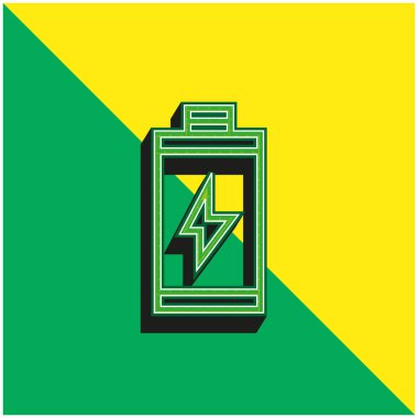 Pil Yeşil ve Sarı modern 3D vektör simgesi logosu