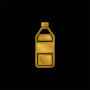 Bir şişe su altın kaplama metalik simge veya logo vektörü