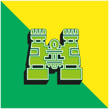 Dürbünler Yeşil ve Sarı Modern 3D vektör simgesi logosu