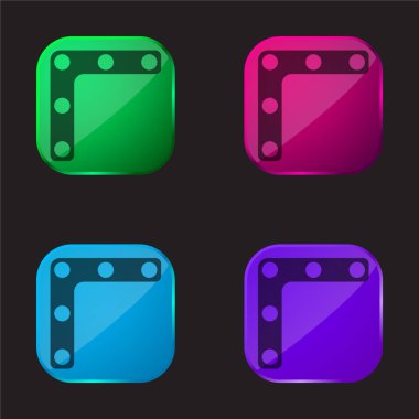 Parantez dört renkli cam düğme simgesi