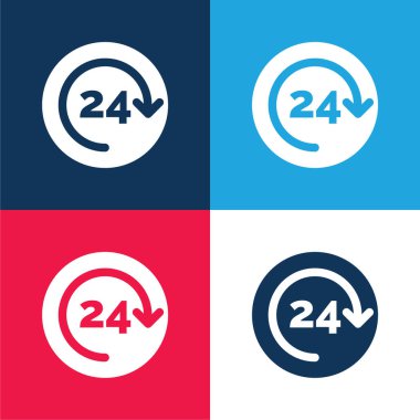 24 Saat mavi ve kırmızı dört renk en az simge kümesi