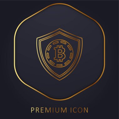 Bitcoin Güvenlik Kalkanı Sembol Altın Hat prim logosu veya simgesi