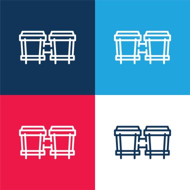 Bongos blue and red four color minimal icon set clipart