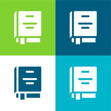 Kitap Düz 4 renk minimal simgesi seti