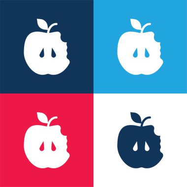 Apple blue and red four color minimal icon set clipart