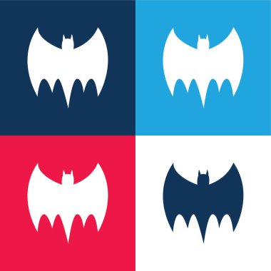 Yarasa Siyah Siluet mavi ve kırmızı En az dört renk simgesi