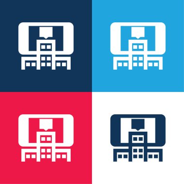 Augmented Reality blue and red four color minimal icon set clipart