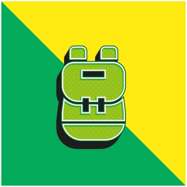 Sırt çantası yeşil ve sarı modern 3d vektör simgesi logosu