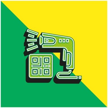 Barkod Tarayıcı Yeşil ve Sarı 3D vektör simgesi
