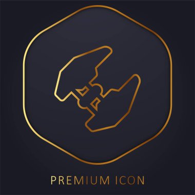 Attack Plane golden line premium logo or icon clipart