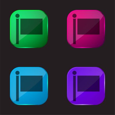 Siyah Bayrak dört renkli cam düğme simgesi