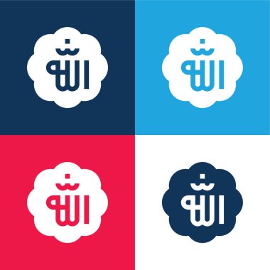 Allah blue and red four color minimal icon set clipart