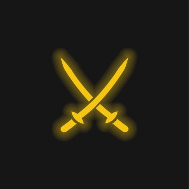 2 Katana sarı parlak neon simgesi